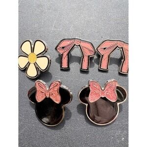 Disney x Coach Minnie Mouse Bow Daisy Enamel Pin Set 5pc Pink Black Silver